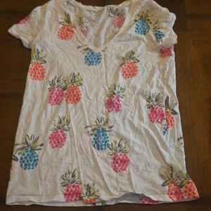 Merona White Tee with Colorful Pineapples